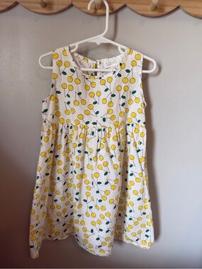 Tutu & Lulu Girls 5Y-6Y White Yellow Cherry A-Line Dress Sleeveless Cotton